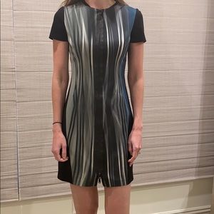 T Tahari mixed media zip dress